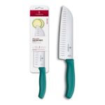 Victorinox Swiss Classic Santoku Knife Fluted Blade 17cm Blister – Kale Green