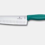Victorinox Swiss Classic Santoku Knife Fluted Blade 17cm Blister – Kale Green