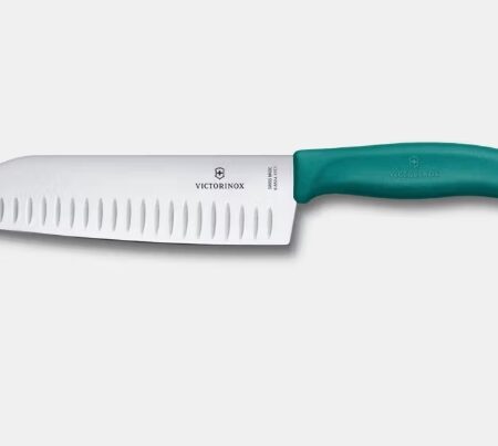 Victorinox Swiss Classic Santoku Knife Fluted Blade 17cm Blister – Kale Green