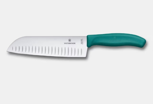 Victorinox Swiss Classic Santoku Knife Fluted Blade 17cm Blister – Kale Green