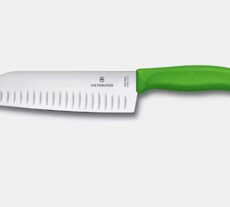 Victorinox Swiss Classic Santoku Knife Fluted Blade 17cm Blister – Green